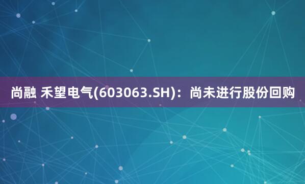 尚融 禾望电气(603063.SH)：尚未进行股份回购
