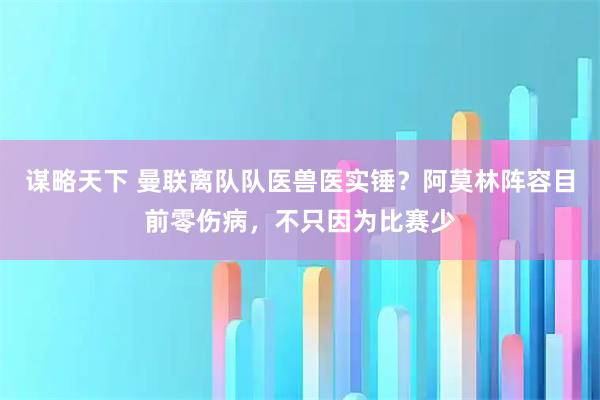 谋略天下 曼联离队队医兽医实锤？阿莫林阵容目前零伤病，不只因为比赛少