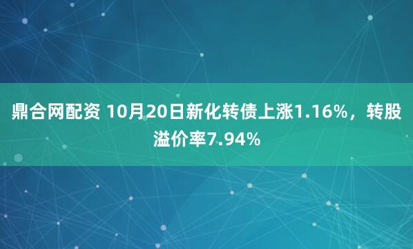 鼎合网配资 10月20日新化转债上涨1.16%，转股溢价率7.94%